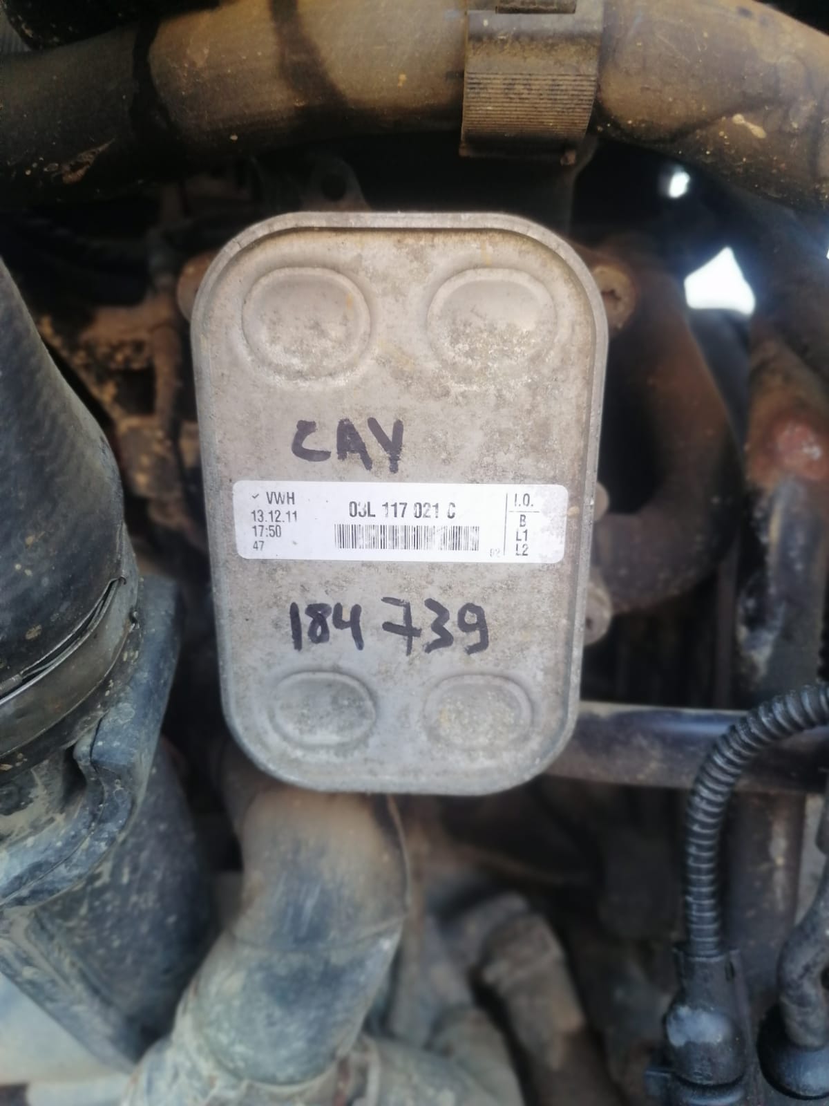 Радиатор системы рециркуляции EGR AUDI A3, SKODA OCTAVIA A7, VOLKSWAGEN GOLF 7, PASSAT B7, CADDY 1,6 CAYD 2011- б/у