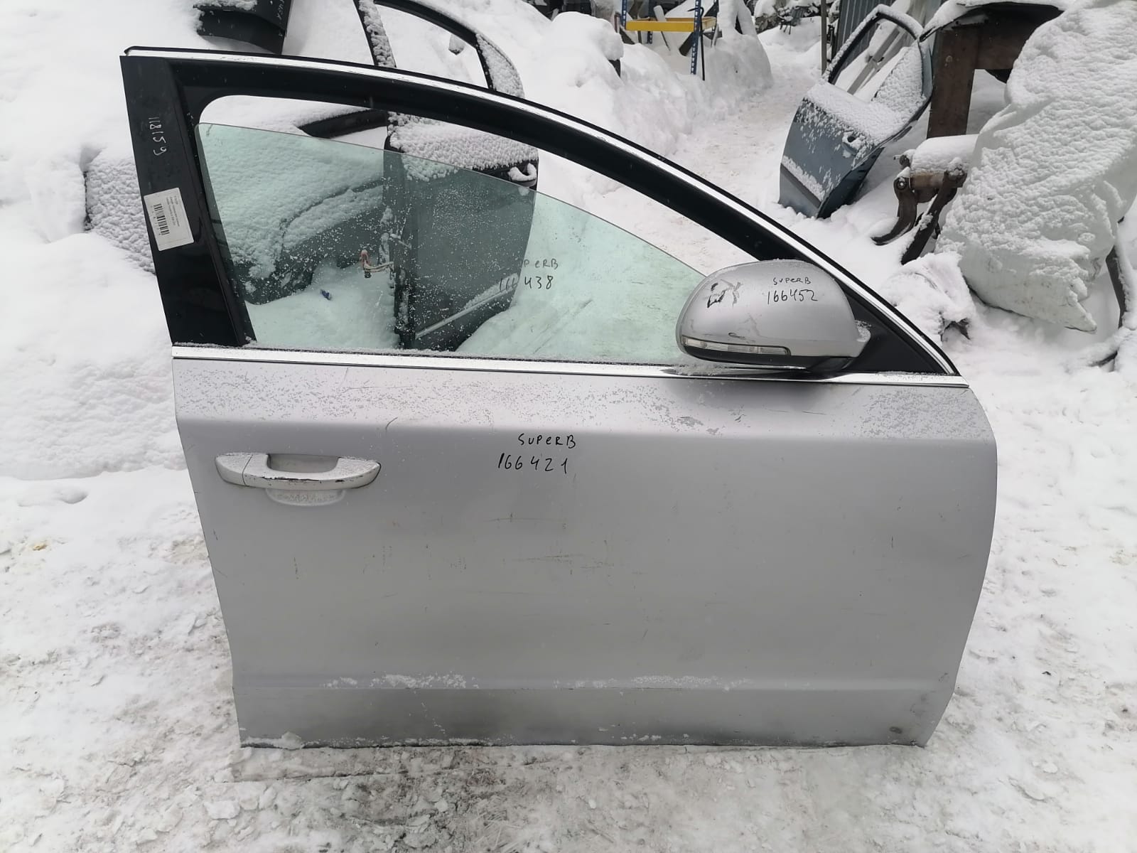 Дверь SKODA SUPERB 2008- передняя правая серебро б/у