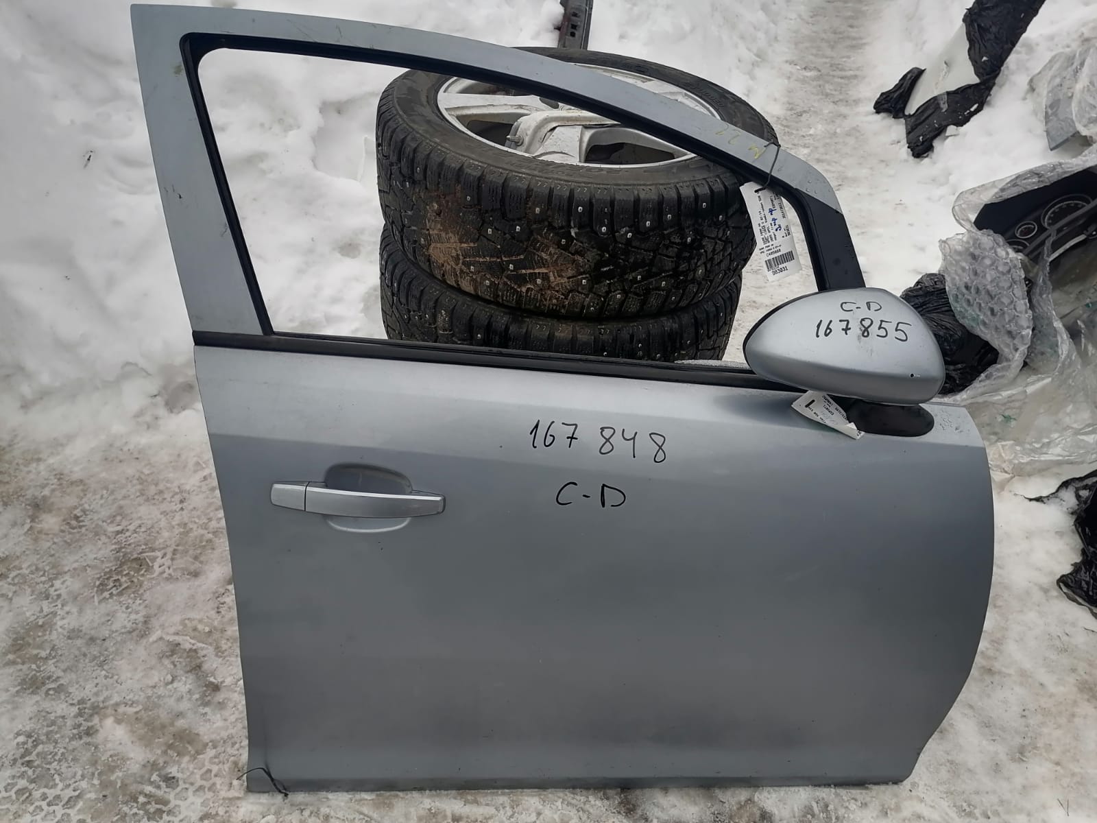 Дверь OPEL CORSA D 2006- передняя правая серая б/у
