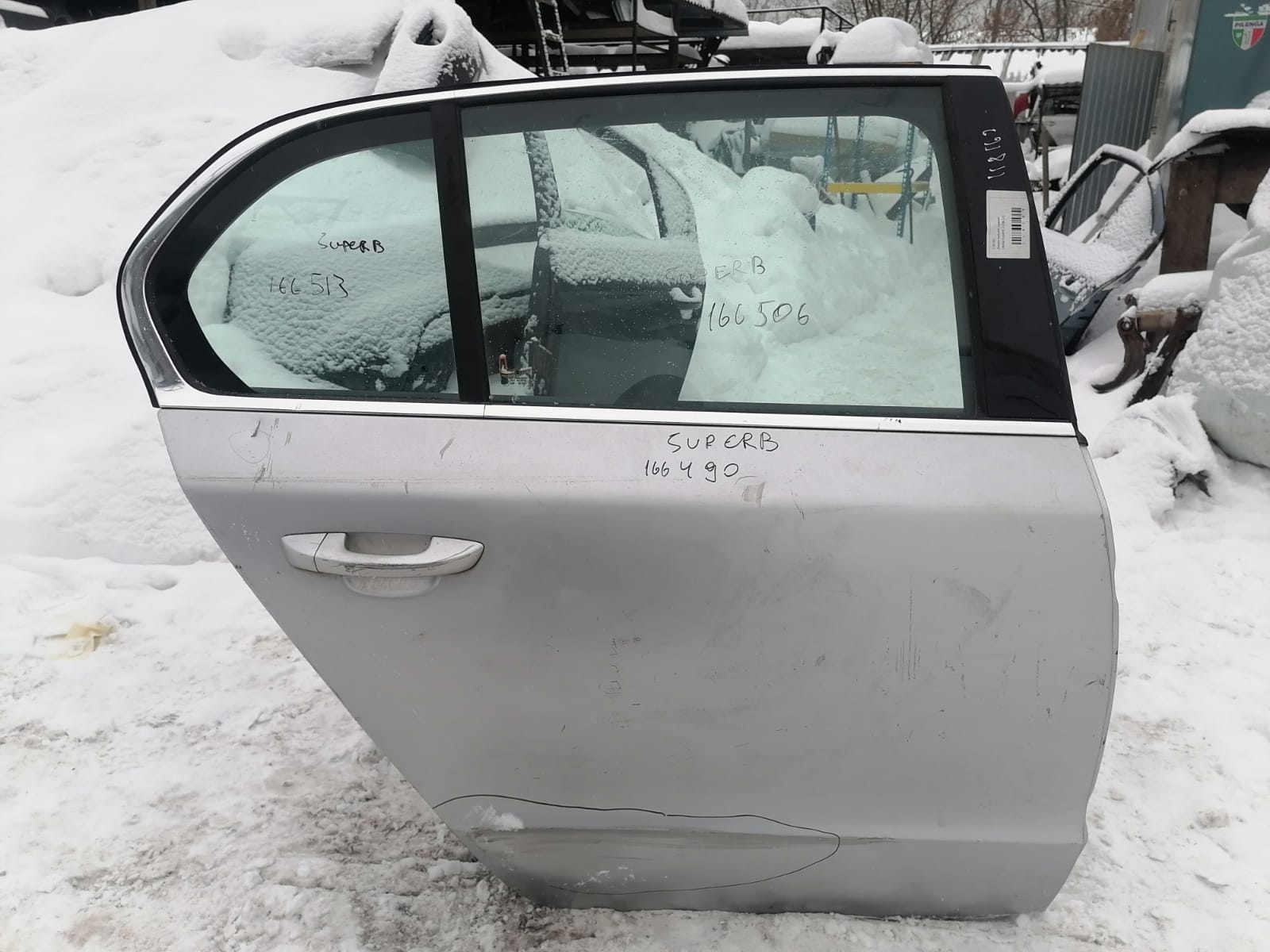 Дверь SKODA SUPERB 2008- задняя седан правая серебро б/у